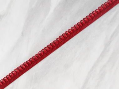 Gumokoronka z pętelką, guma obszywkowa bordowa - szerokość 1 cm