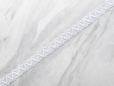 Wąska połyskująca biała koronka - szerokość 1,7 cm
