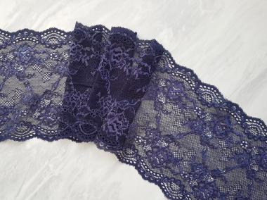 Granatowa elastyczna koronka - szerokość 17 cm